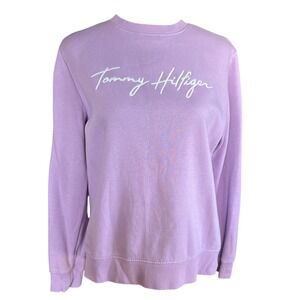 Tommy Hilfiger Lavender Sweatshirt Pullover Crew Neck Logo Top Women's Medium